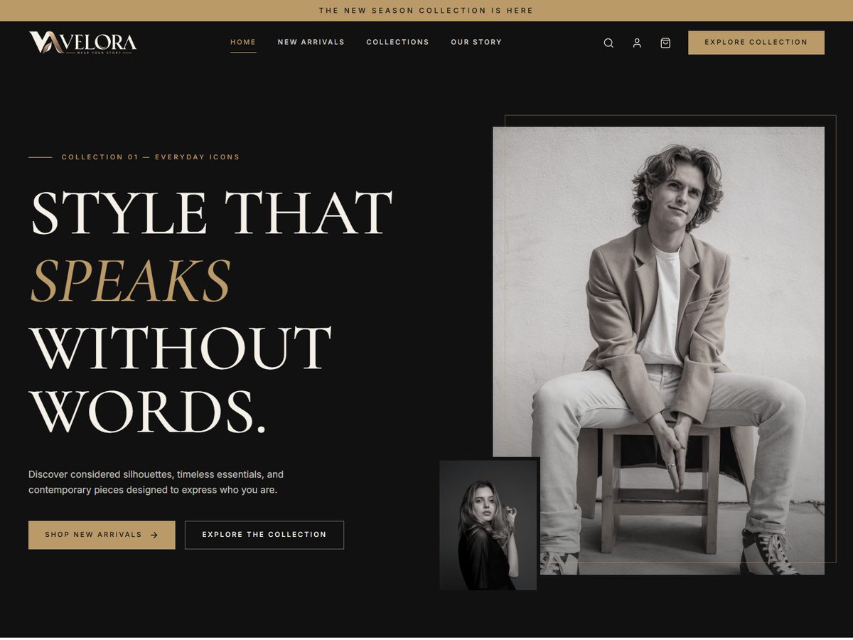 Velora — Fashion & Clothing landing page preview